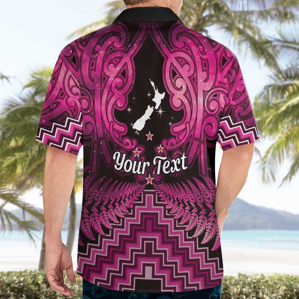 Personalised Aotearoa Matariki Hawaiian Shirt Pink Fern Maori Poutama