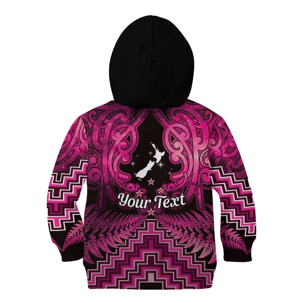 Personalised Aotearoa Matariki Kid Hoodie Pink Fern Maori Poutama