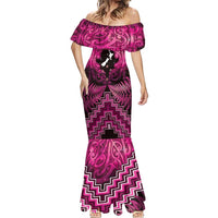 Personalised Aotearoa Matariki Mermaid Dress Pink Fern Maori Poutama