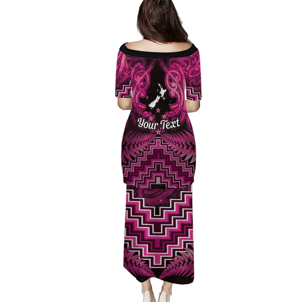 Personalised Aotearoa Matariki Puletasi Pink Fern Maori Poutama