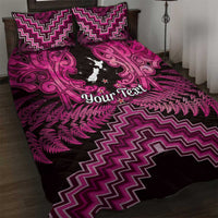 Personalised Aotearoa Matariki Quilt Bed Set Pink Fern Maori Poutama