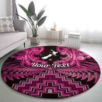 Personalised Aotearoa Matariki Round Carpet Pink Fern Maori Poutama