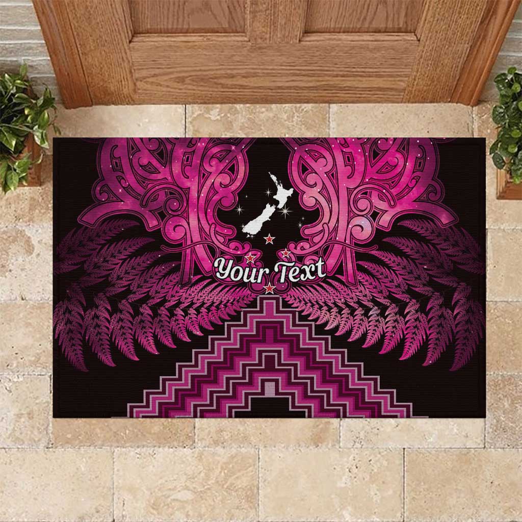 Personalised Aotearoa Matariki Rubber Doormat Pink Fern Maori Poutama
