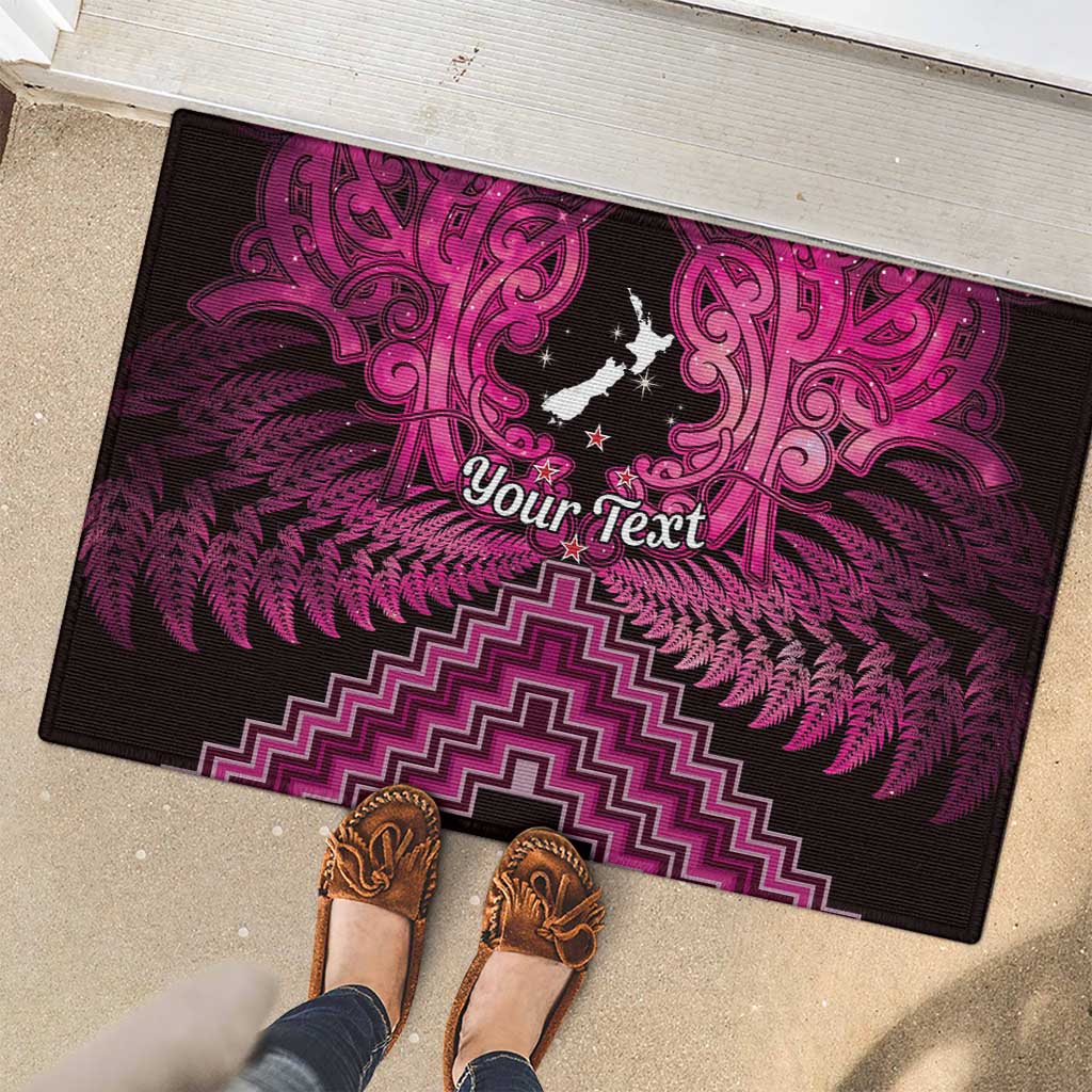 Personalised Aotearoa Matariki Rubber Doormat Pink Fern Maori Poutama