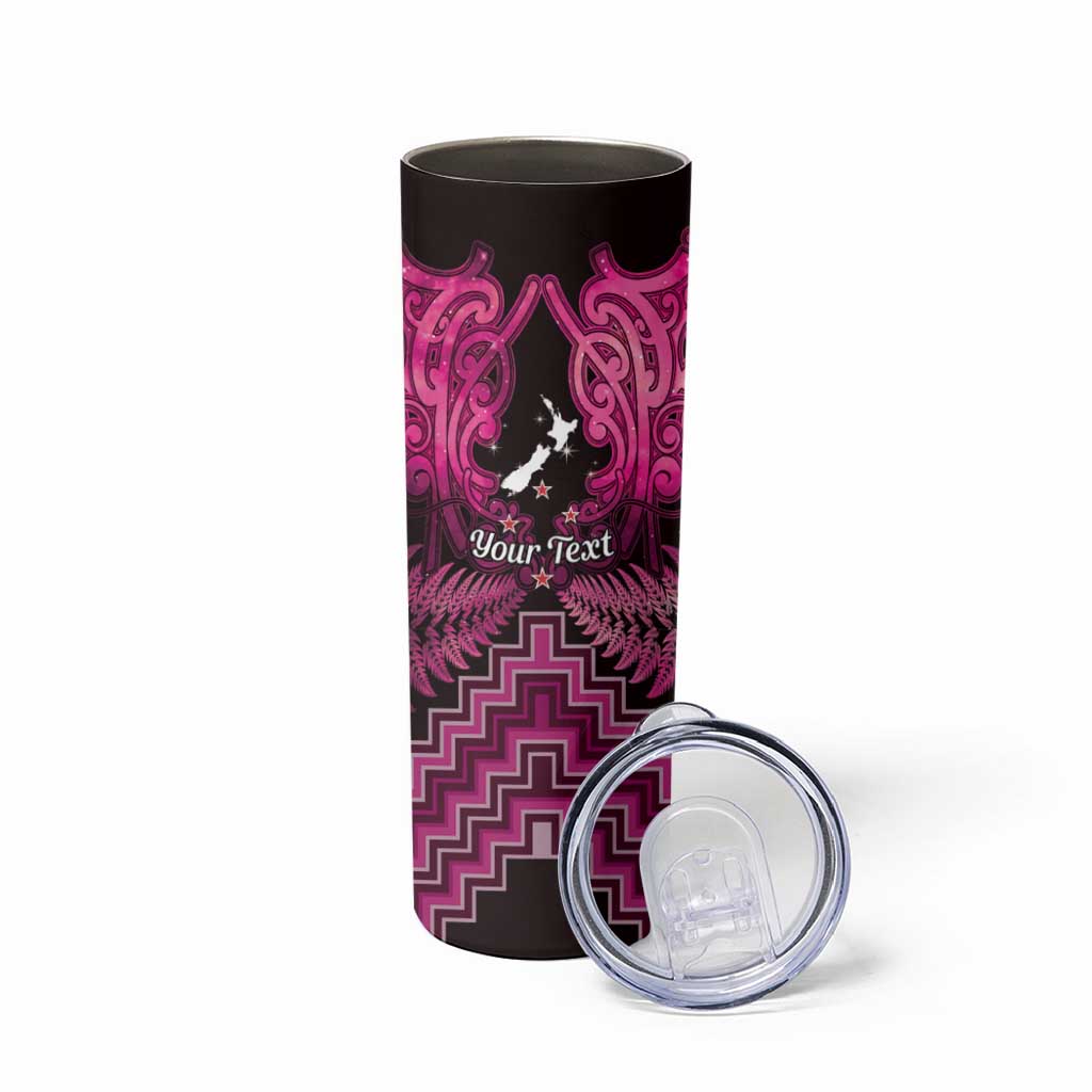 Personalised Aotearoa Matariki Skinny Tumbler Pink Fern Maori Poutama LT01 - Polynesian Pride