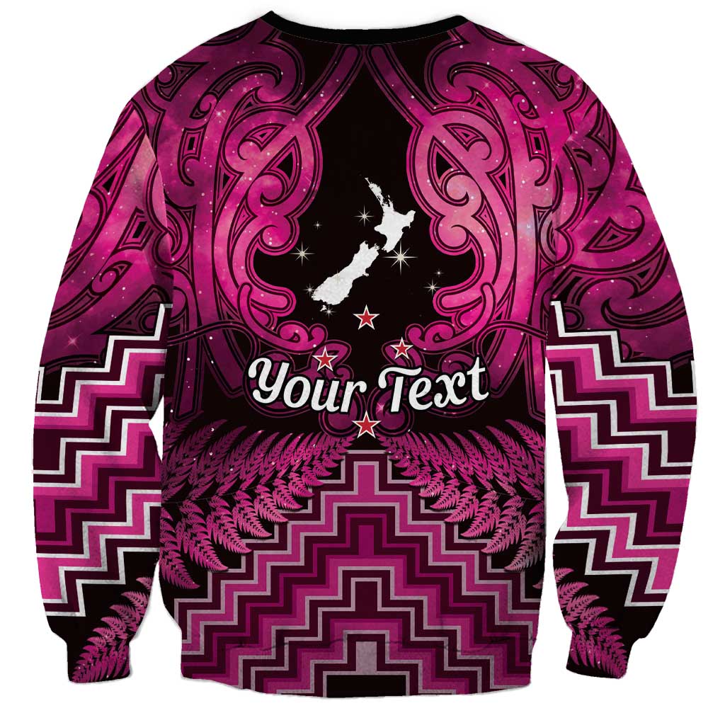 Personalised Aotearoa Matariki Sweatshirt Pink Fern Maori Poutama
