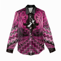 Personalised Aotearoa Matariki Women Casual Shirt Pink Fern Maori Poutama