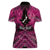 Personalised Aotearoa Matariki Women Polo Shirt Pink Fern Maori Poutama
