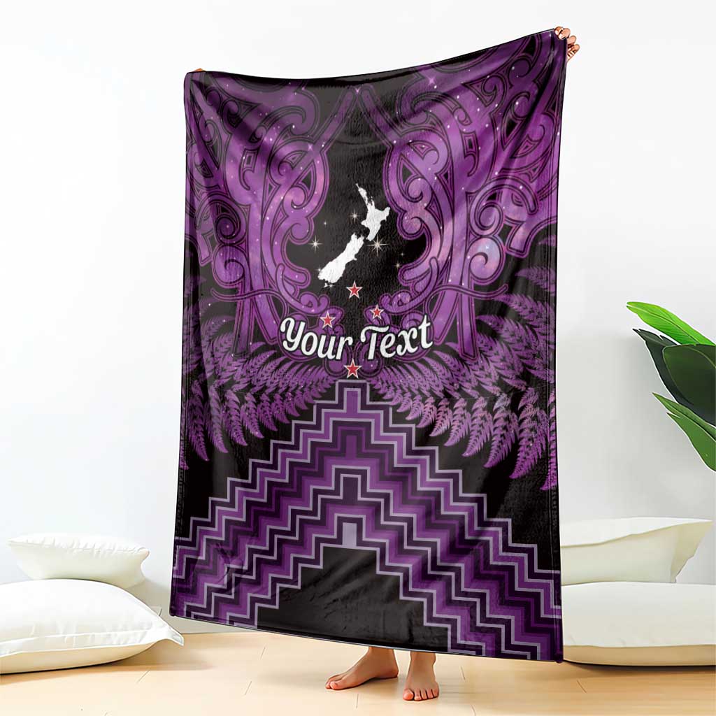 Personalised Aotearoa Matariki Blanket Purple Fern Maori Poutama