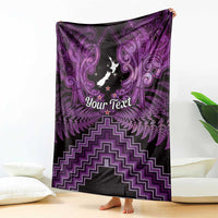 Personalised Aotearoa Matariki Blanket Purple Fern Maori Poutama