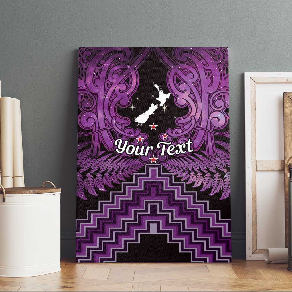 Personalised Aotearoa Matariki Canvas Wall Art Purple Fern Maori Poutama