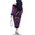 Personalised Aotearoa Matariki Family Matching Off The Shoulder Long Sleeve Dress and Hawaiian Shirt Purple Fern Maori Poutama