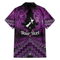 Personalised Aotearoa Matariki Family Matching Summer Maxi Dress and Hawaiian Shirt Purple Fern Maori Poutama LT01 - Polynesian Pride