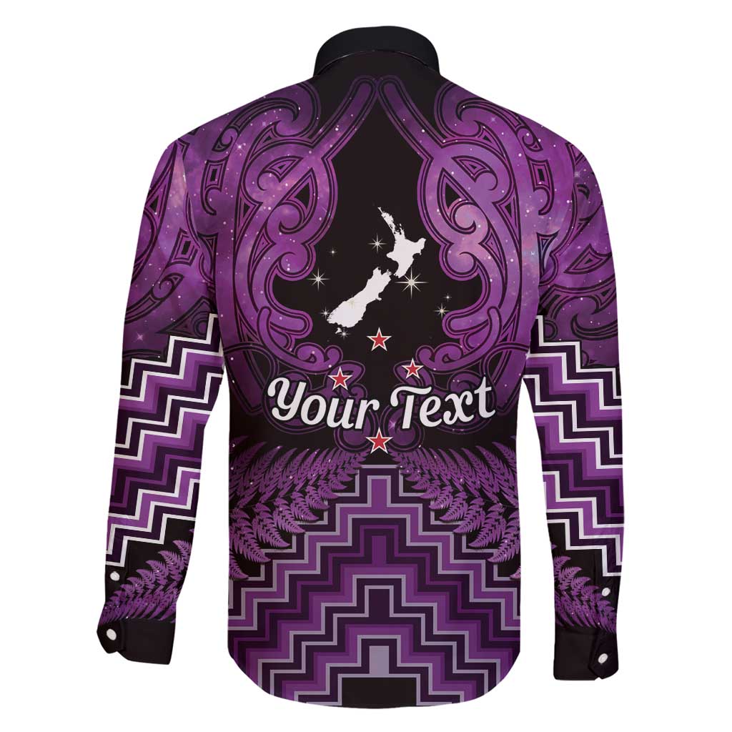 Personalised Aotearoa Matariki Family Matching Summer Maxi Dress and Hawaiian Shirt Purple Fern Maori Poutama LT01 - Polynesian Pride