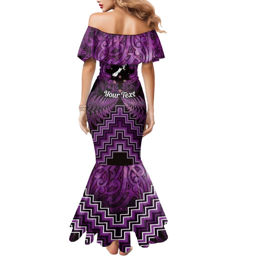 Personalised Aotearoa Matariki Mermaid Dress Purple Fern Maori Poutama