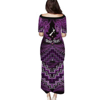Personalised Aotearoa Matariki Puletasi Purple Fern Maori Poutama