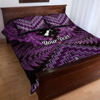 Personalised Aotearoa Matariki Quilt Bed Set Purple Fern Maori Poutama