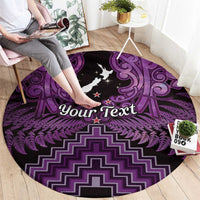 Personalised Aotearoa Matariki Round Carpet Purple Fern Maori Poutama