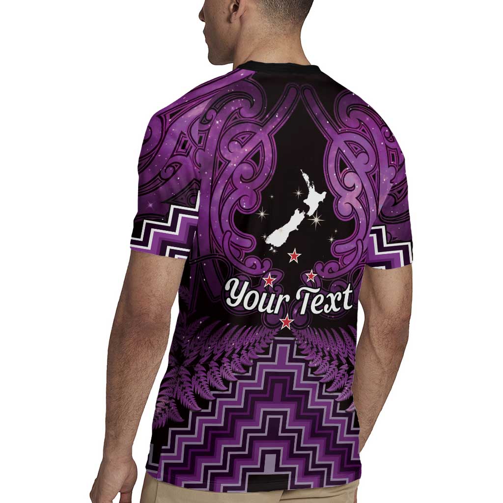 Personalised Aotearoa Matariki Rugby Jersey Purple Fern Maori Poutama
