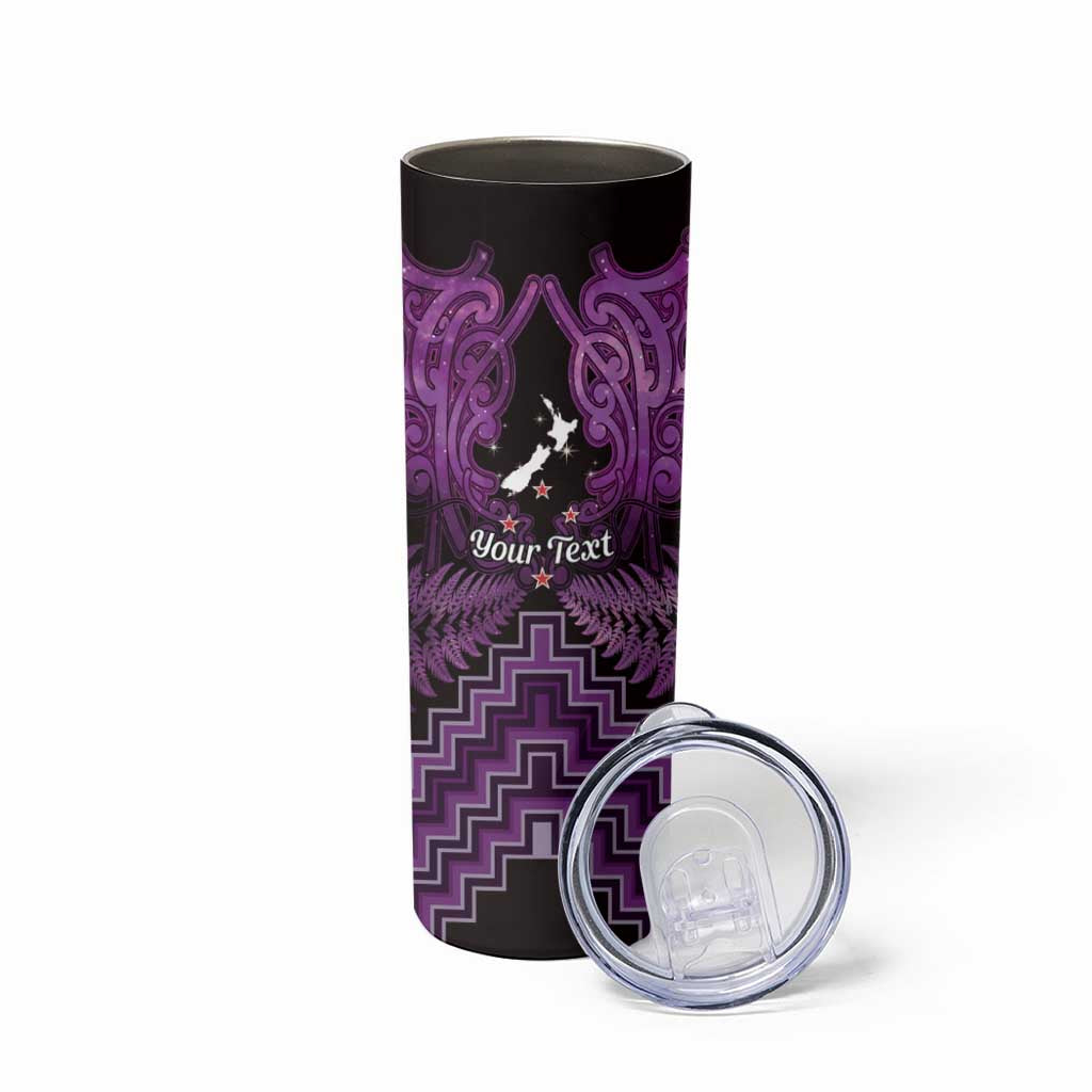 Personalised Aotearoa Matariki Skinny Tumbler Purple Fern Maori Poutama