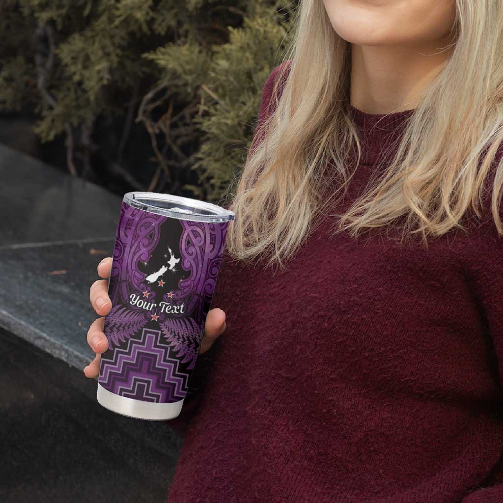 Personalised Aotearoa Matariki Tumbler Cup Purple Fern Maori Poutama LT01 - Polynesian Pride