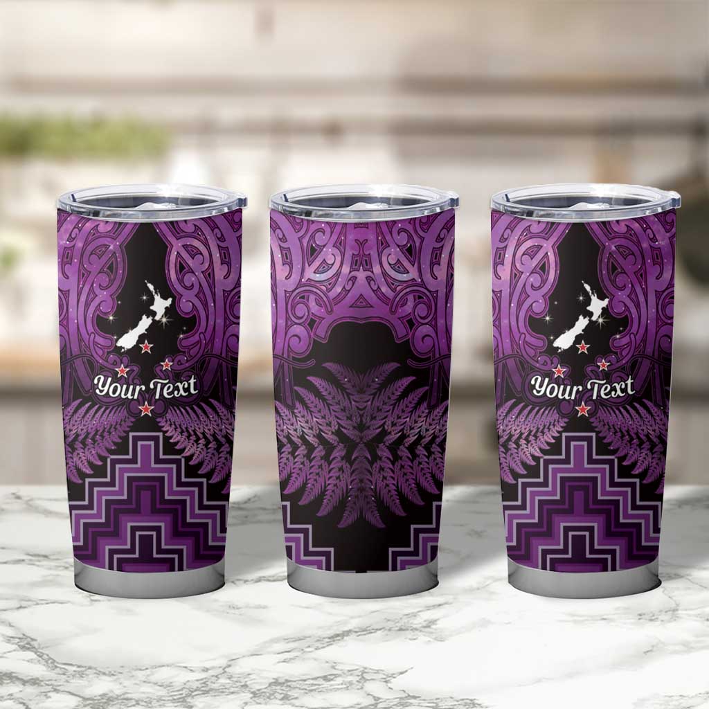 Personalised Aotearoa Matariki Tumbler Cup Purple Fern Maori Poutama LT01 - Polynesian Pride