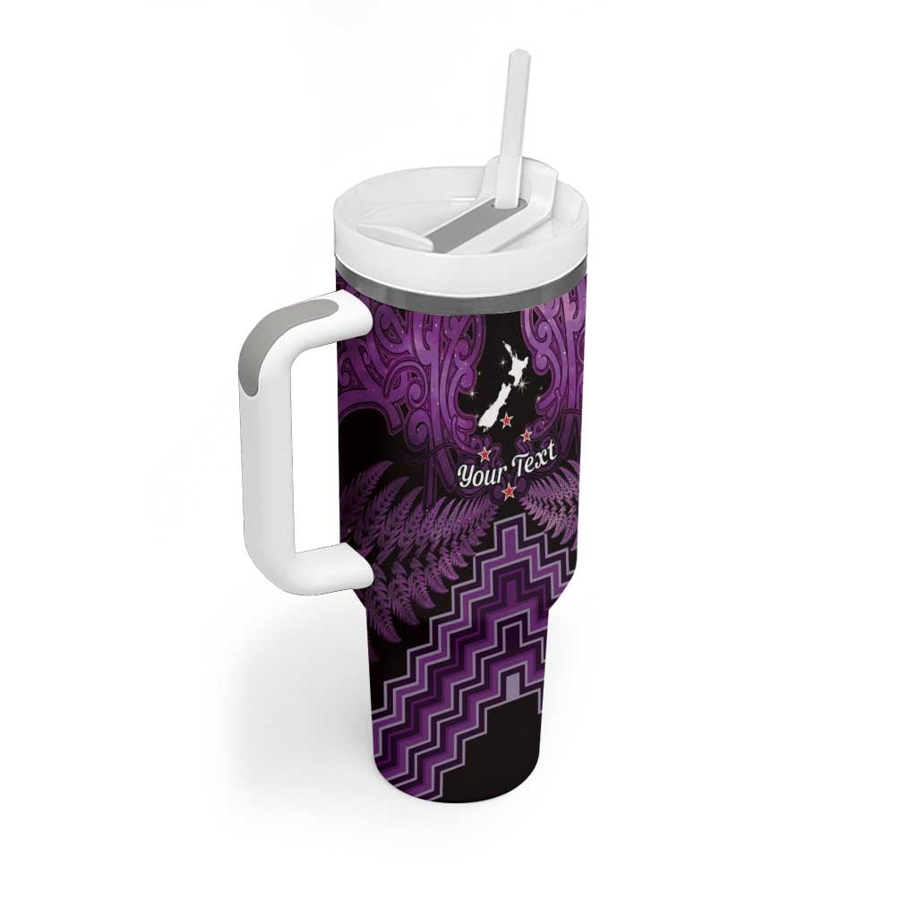 Personalised Aotearoa Matariki Tumbler With Handle Purple Fern Maori Poutama