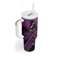 Personalised Aotearoa Matariki Tumbler With Handle Purple Fern Maori Poutama