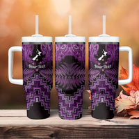 Personalised Aotearoa Matariki Tumbler With Handle Purple Fern Maori Poutama