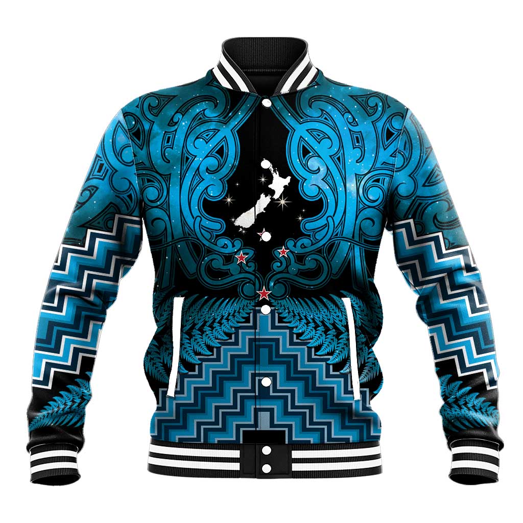 Personalised Aotearoa Matariki Baseball Jacket Turquoise Fern Maori Poutama