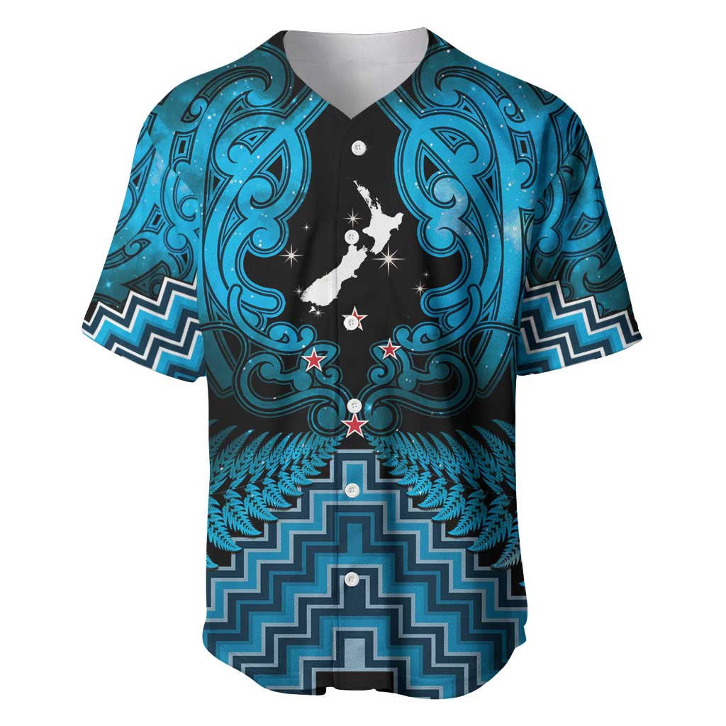 Personalised Aotearoa Matariki Baseball Jersey Turquoise Fern Maori Poutama