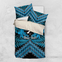 Personalised Aotearoa Matariki Bedding Set Turquoise Fern Maori Poutama