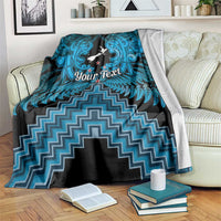 Personalised Aotearoa Matariki Blanket Turquoise Fern Maori Poutama
