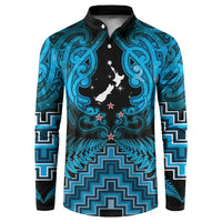 Personalised Aotearoa Matariki Button Sweatshirt Turquoise Fern Maori Poutama