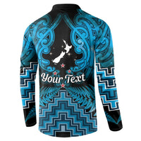 Personalised Aotearoa Matariki Button Sweatshirt Turquoise Fern Maori Poutama