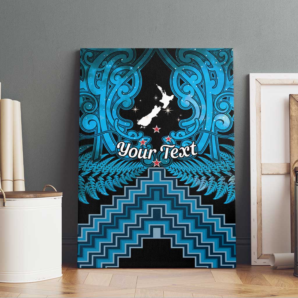 Personalised Aotearoa Matariki Canvas Wall Art Turquoise Fern Maori Poutama