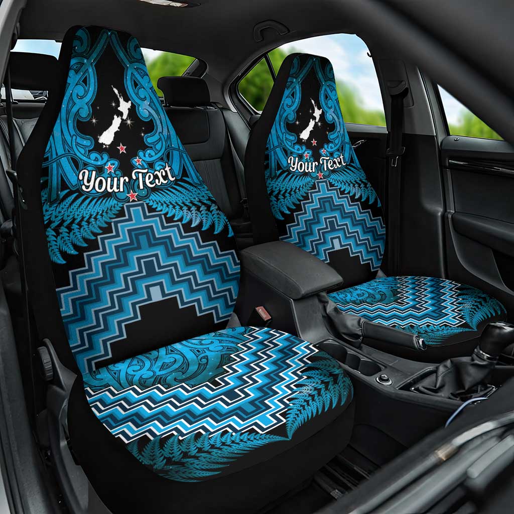 Personalised Aotearoa Matariki Car Seat Cover Turquoise Fern Maori Poutama