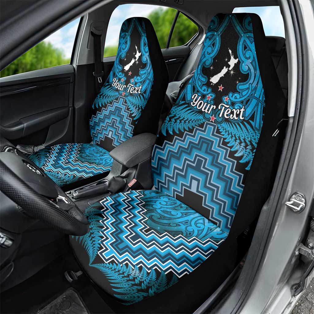 Personalised Aotearoa Matariki Car Seat Cover Turquoise Fern Maori Poutama