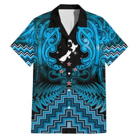 Personalised Aotearoa Matariki Family Matching Mermaid Dress and Hawaiian Shirt Turquoise Fern Maori Poutama LT01 Dad's Shirt - Short Sleeve Turquoise - Polynesian Pride