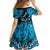 Personalised Aotearoa Matariki Family Matching Off The Shoulder Long Sleeve Dress and Hawaiian Shirt Turquoise Fern Maori Poutama