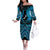 Personalised Aotearoa Matariki Family Matching Off The Shoulder Long Sleeve Dress and Hawaiian Shirt Turquoise Fern Maori Poutama