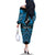 Personalised Aotearoa Matariki Family Matching Off The Shoulder Long Sleeve Dress and Hawaiian Shirt Turquoise Fern Maori Poutama