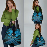 Personalised Aotearoa Matariki Grocery Bag Turquoise Fern Maori Poutama