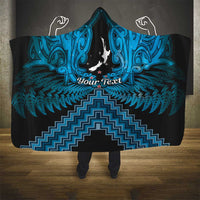 Personalised Aotearoa Matariki Hooded Blanket Turquoise Fern Maori Poutama
