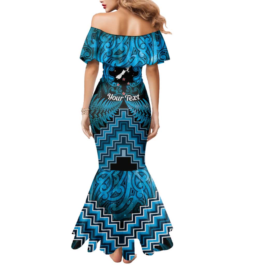 Personalised Aotearoa Matariki Mermaid Dress Turquoise Fern Maori Poutama