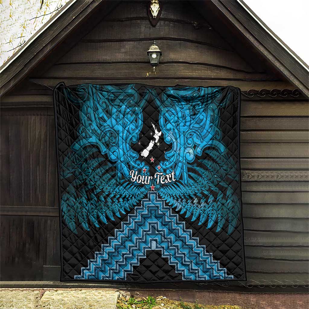 Personalised Aotearoa Matariki Quilt Turquoise Fern Maori Poutama