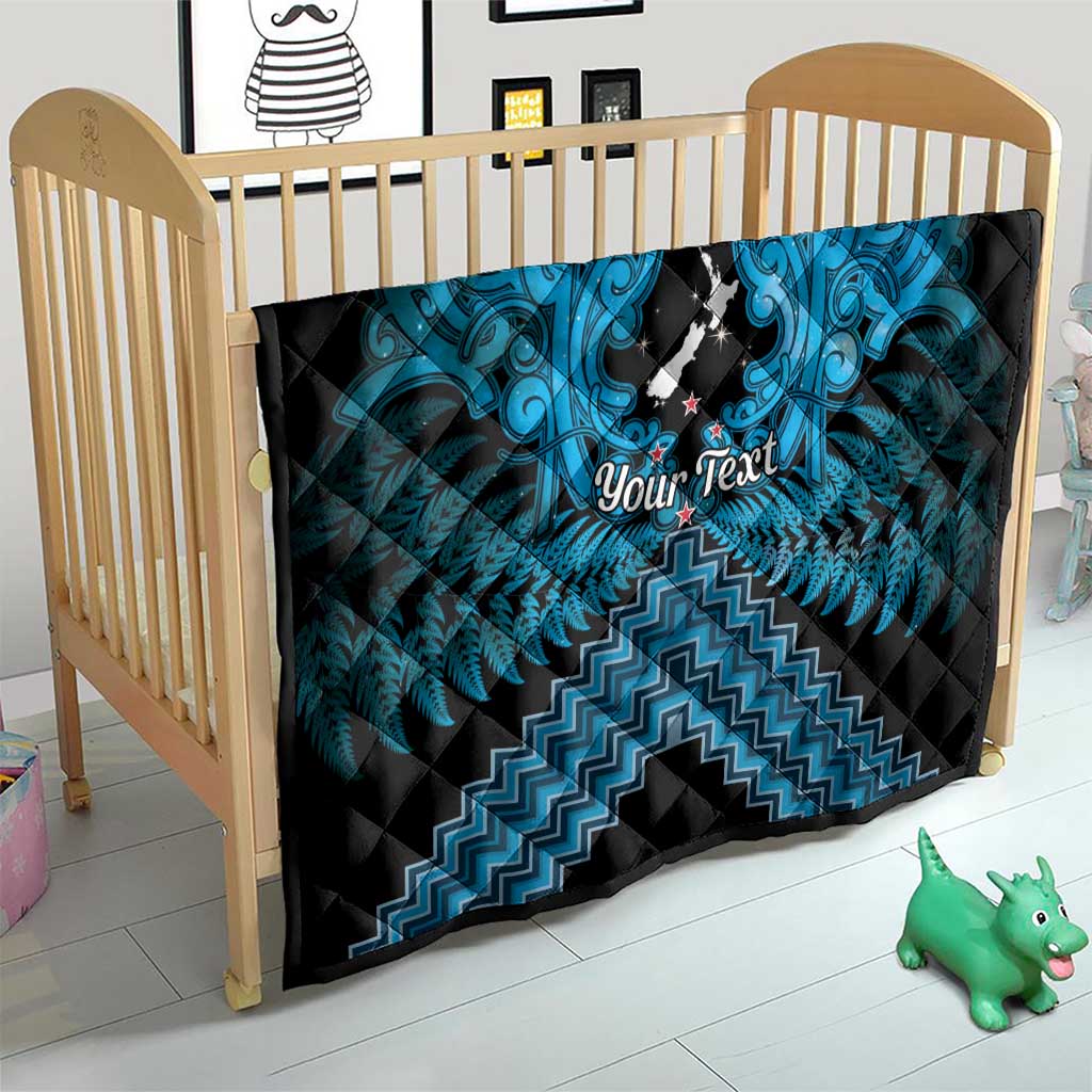Personalised Aotearoa Matariki Quilt Turquoise Fern Maori Poutama