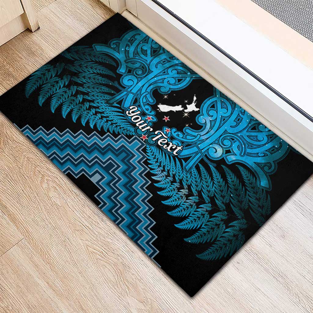 Personalised Aotearoa Matariki Rubber Doormat Turquoise Fern Maori Poutama