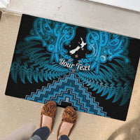 Personalised Aotearoa Matariki Rubber Doormat Turquoise Fern Maori Poutama