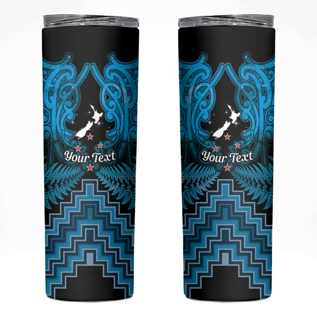 Personalised Aotearoa Matariki Skinny Tumbler Turquoise Fern Maori Poutama LT01 Turquoise - Polynesian Pride